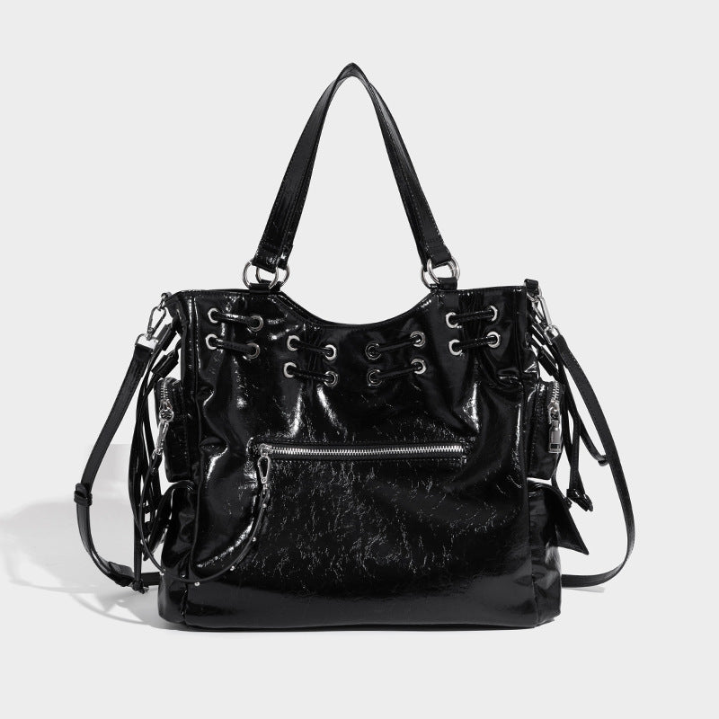 Beaira New niche tote bag willow nail drawstring handbag shoulder bag diagonal cross bag commuting large capacity motorcycle bag