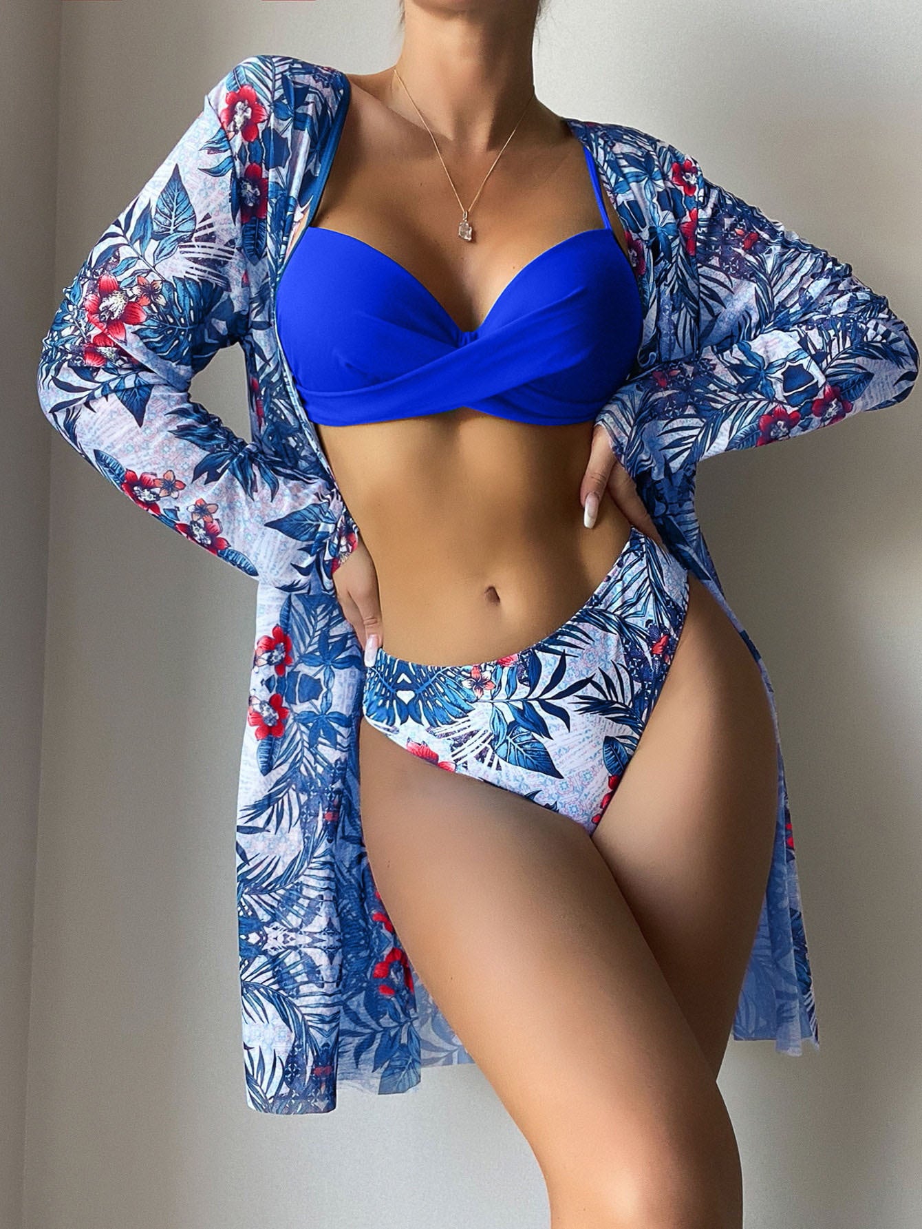 Beaira New European and American split swimsuit women's fashion three piece set bikini cross-border mesh foreign trade swimsuit bikini