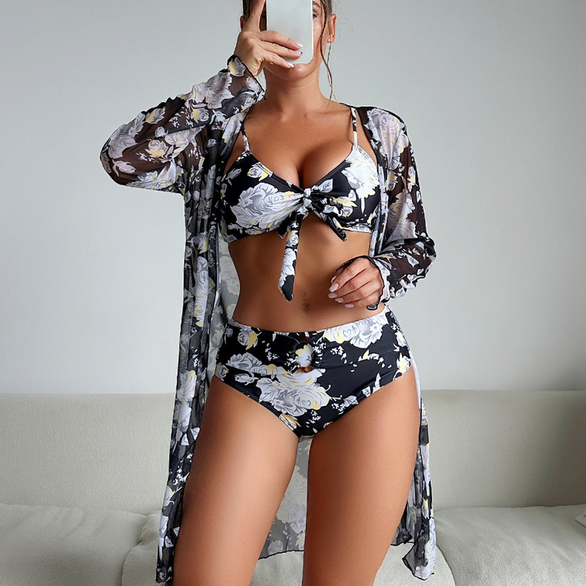 Beaira New European and American fashion high-end sexy multi-color printed bikini BIKINI three piece set women's swimsuit
