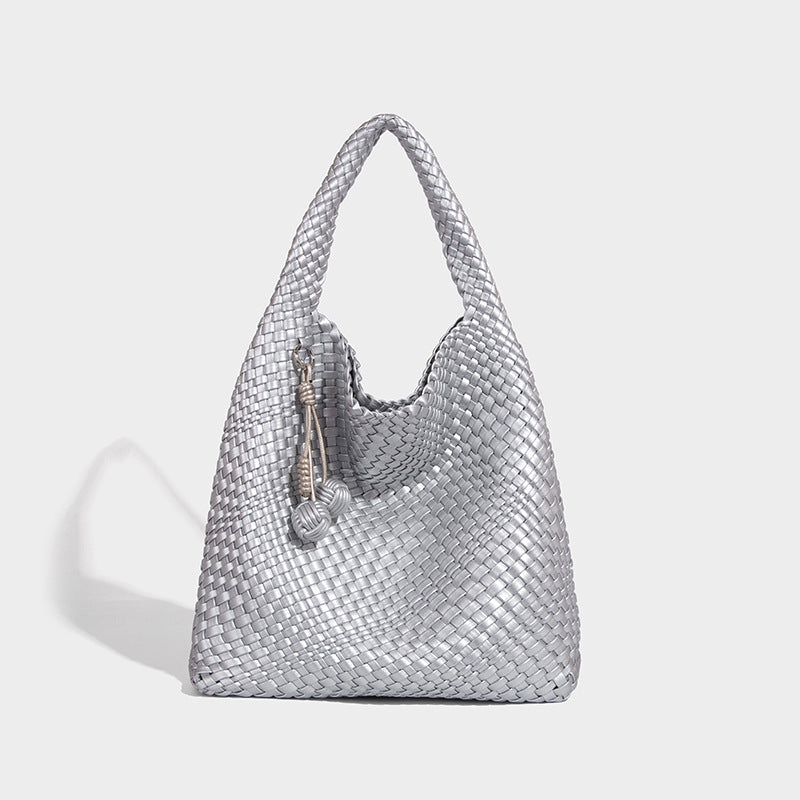 Beaira Commuting large capacity tote bag new casual and fashionable mother and child bag pure hand woven armpit women's bag