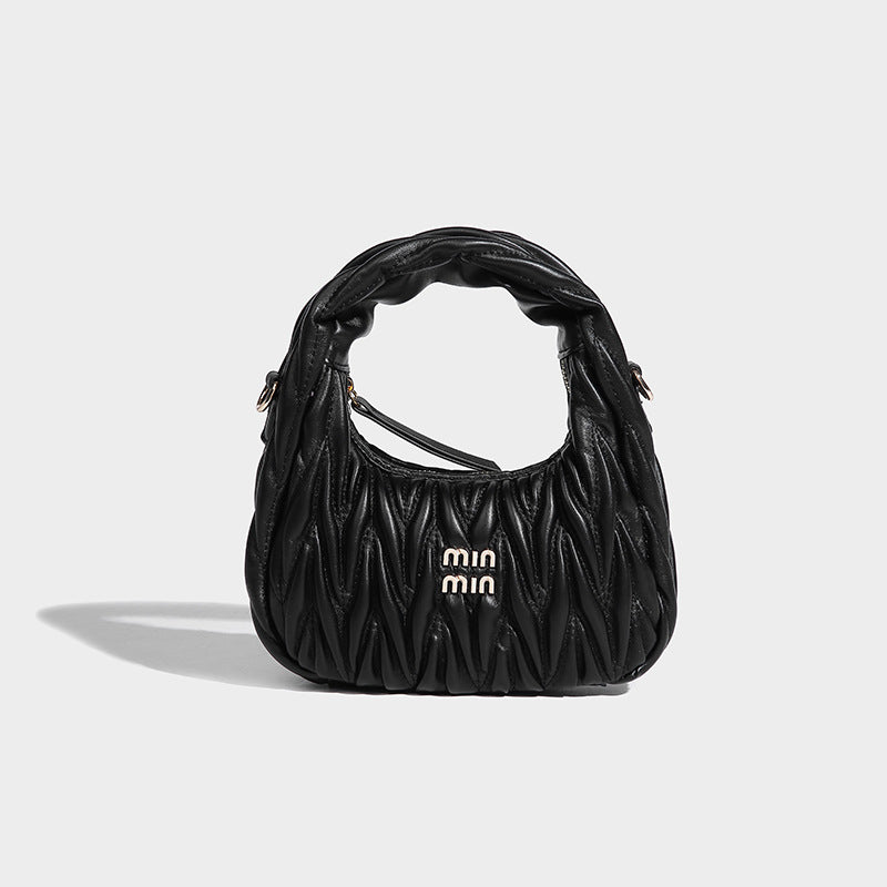 Beaira High end wrinkled bag for spring and summer new style high-end light luxury hand-held slanted crescent bag star style small bag