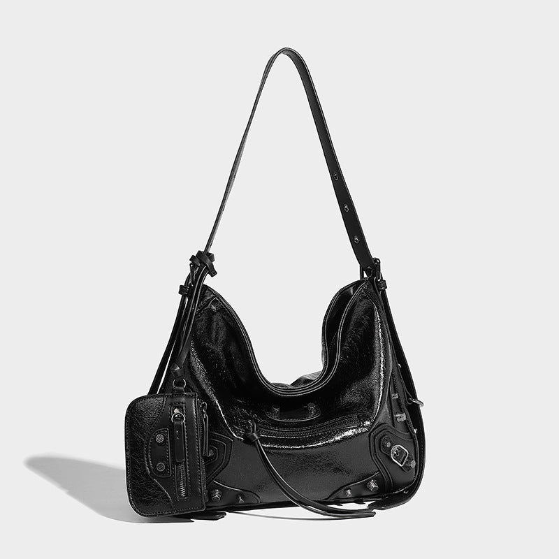 Beaira Millennium hot girl dark motorcycle style trendy handbag with niche design and rivets fashionable and versatile single shoulder armpit bag