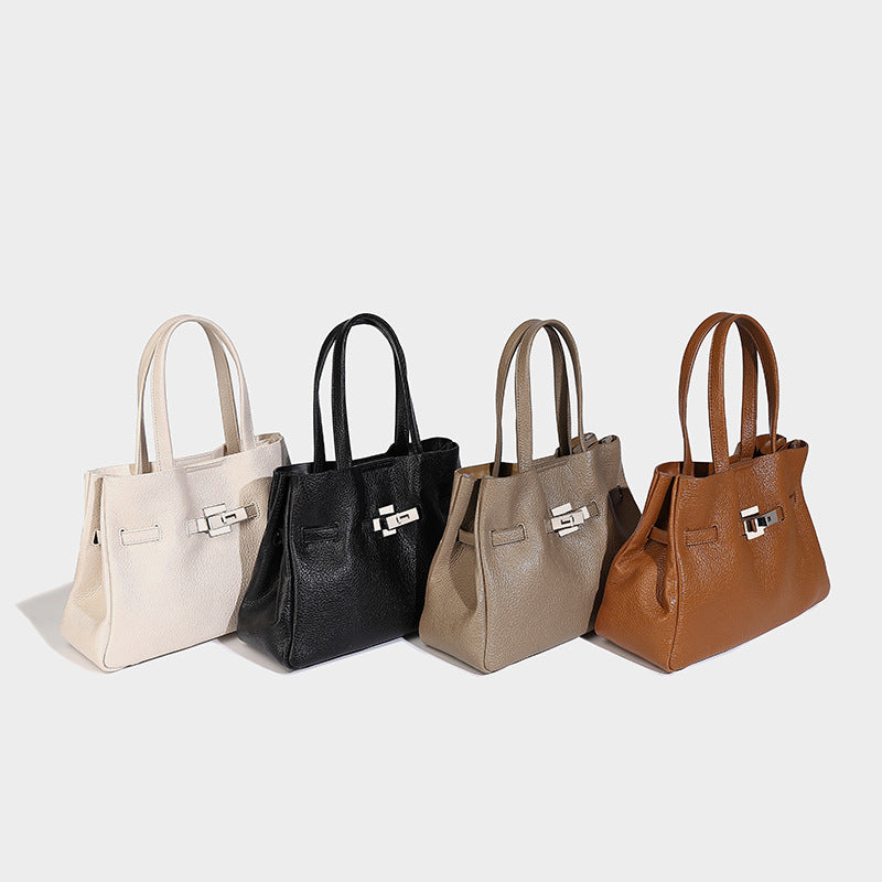 Beaira Small niche design cowhide tote bag women's new large capacity trendy Kelly bag commuting single shoulder handbag