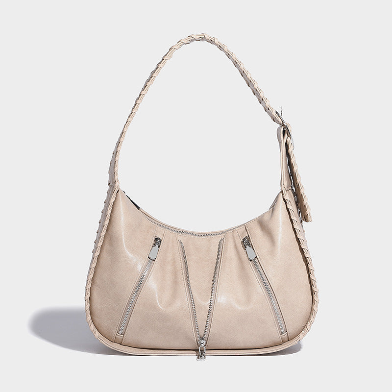 Beaira Crafted bag new style handbag vintage single shoulder armpit bag high-end feel pleated diagonal cross women's bag cross-border