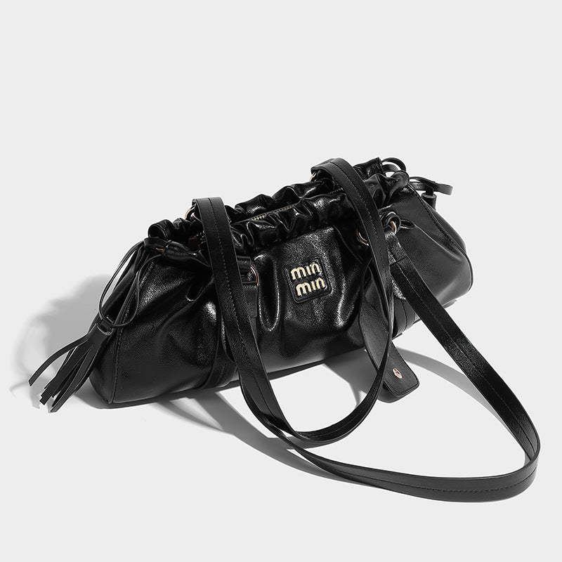 Beaira Niche Maillard Retro Soft Leather Underarm Bag Autumn/Winter Trendy Cool and Sassy Spicy Girl Folding Handheld Single Shoulder Bag