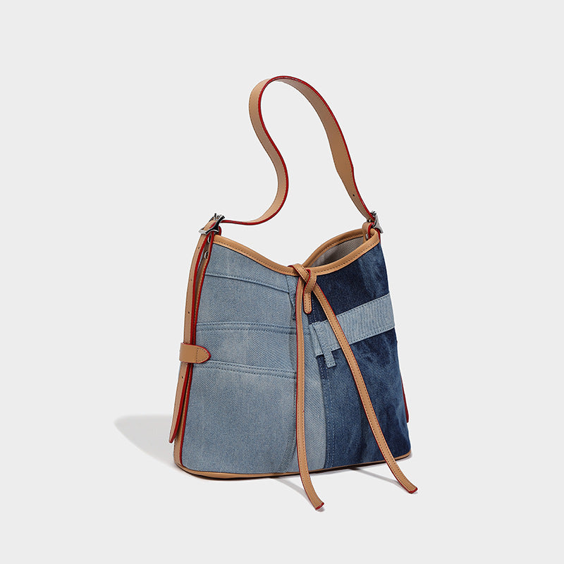 Beaira Splicing denim designer canvas bag women's new large capacity tote bag niche single shoulder crossbody bag