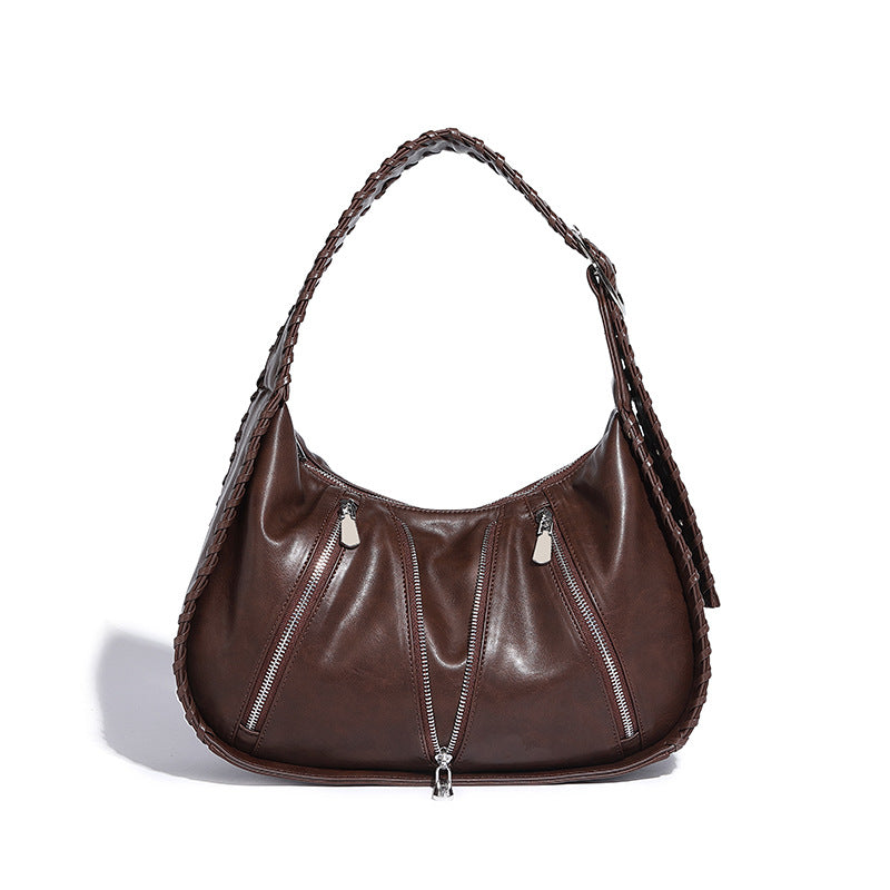Beaira Crafted bag new style handbag vintage single shoulder armpit bag high-end feel pleated diagonal cross women's bag cross-border