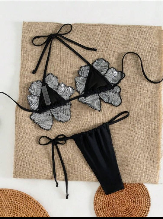 Beaira Ins split strap swimsuit flower glitter bikini runway new sexy bikini swimsuit for women