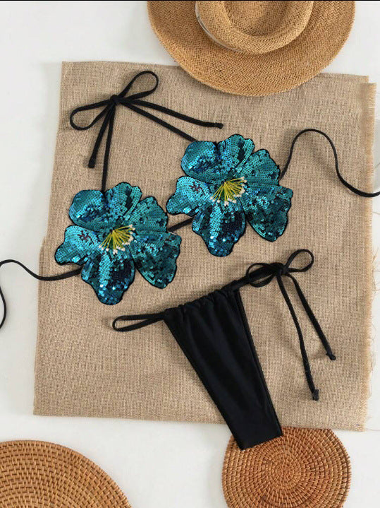 Beaira Ins split strap swimsuit flower glitter bikini runway new sexy bikini swimsuit for women