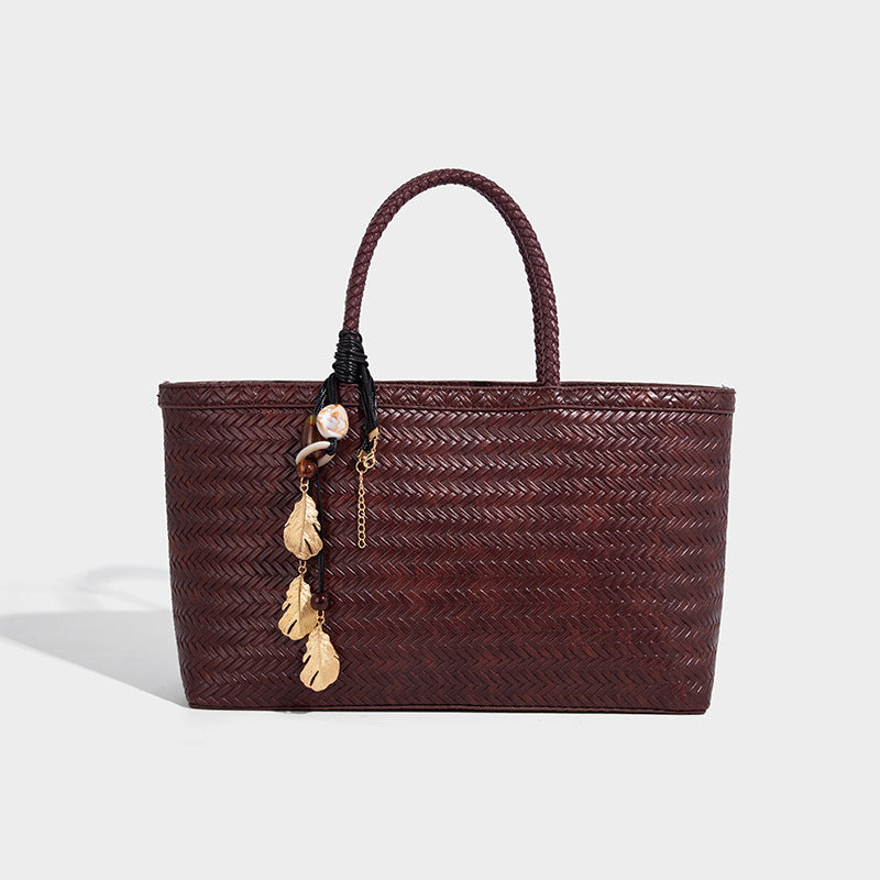 Beaira French elegant woven large capacity vegetable basket bag tote bag women's new versatile large bag shoulder bag