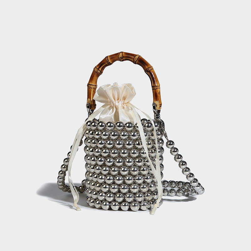 Beaira Original design drawstring bucket bag women's new pearl chain bag hand-held bamboo bag single shoulder crossbody bag
