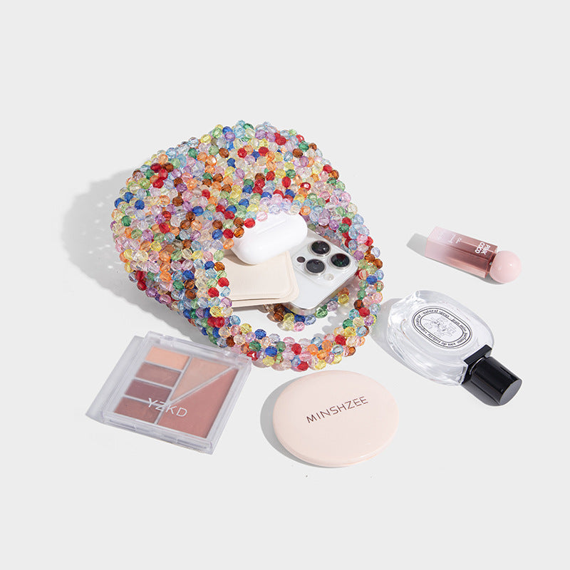 Beaira High end handmade beaded woven bag colorful pearl dumpling bag pillow cloud clutch crossbody small square bag