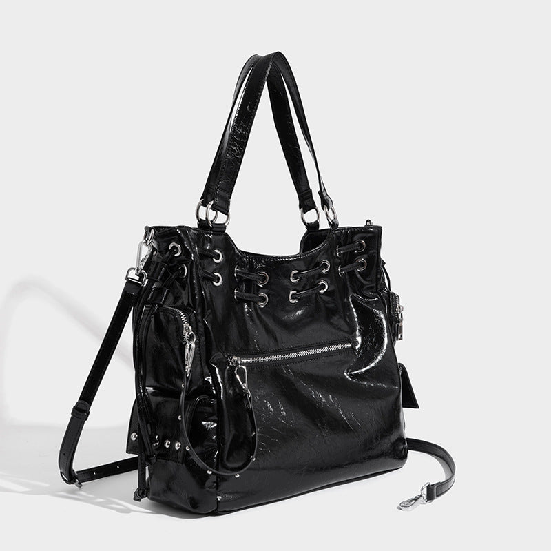 Beaira New niche tote bag willow nail drawstring handbag shoulder bag diagonal cross bag commuting large capacity motorcycle bag