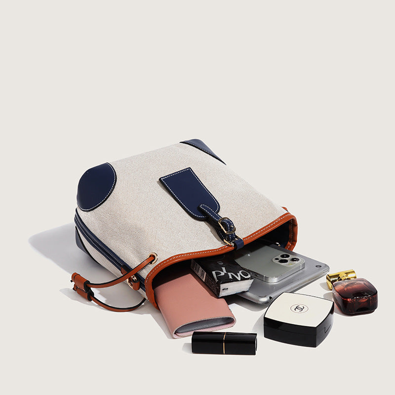 Beaira Splicing bucket bag summer bag new large capacity fashionable versatile trendy women's bag chain shoulder crossbody bag