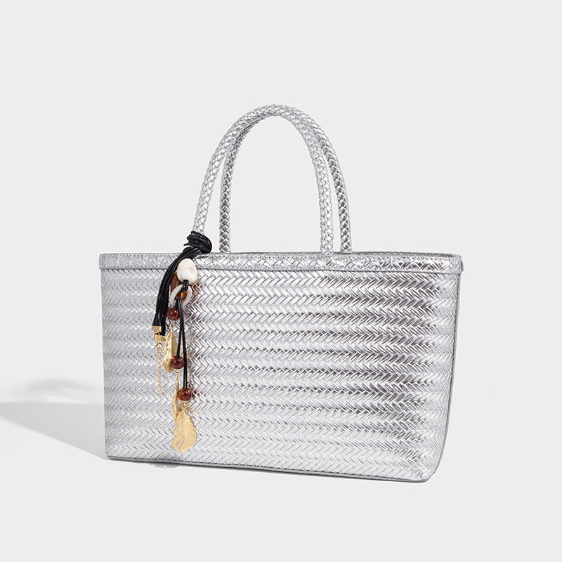 Beaira French elegant woven large capacity vegetable basket bag tote bag women's new versatile large bag shoulder bag