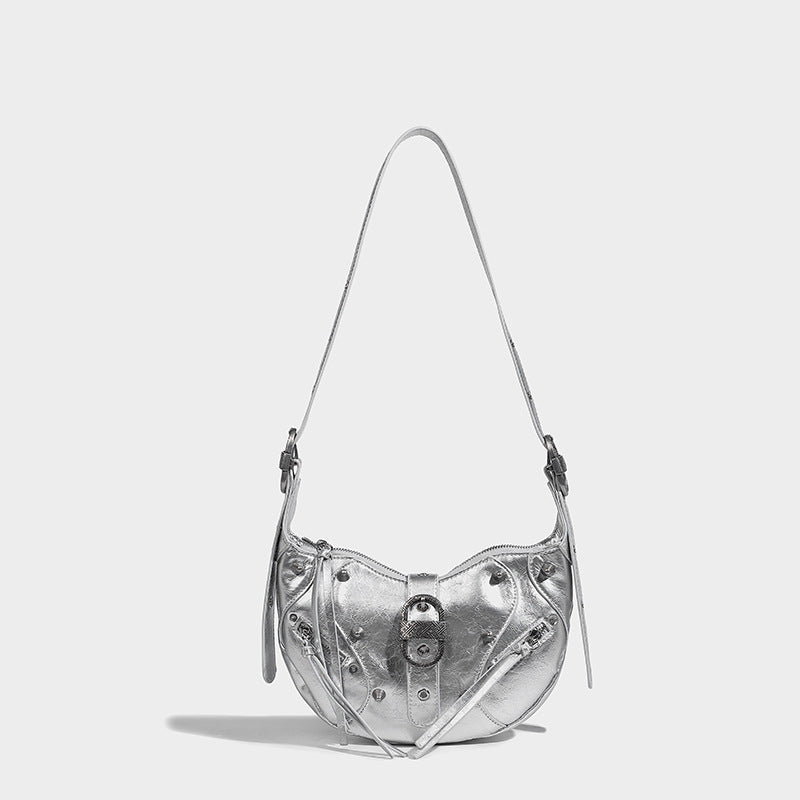 Beaira Suede feel horn bag niche design willow nail cool and stylish motorcycle bag autumn and winter new crossbody bag European and American shoulder bag