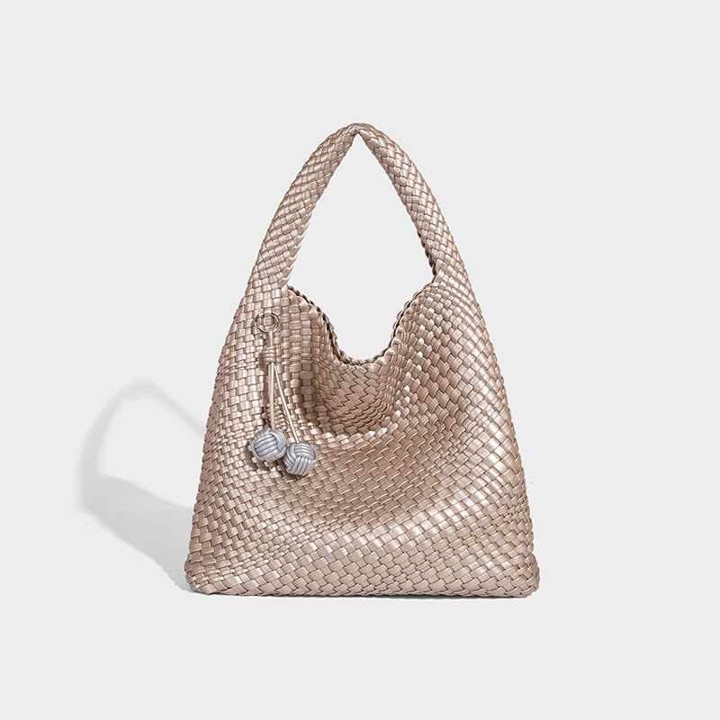 Beaira Commuting large capacity tote bag new casual and fashionable mother and child bag pure hand woven armpit women's bag