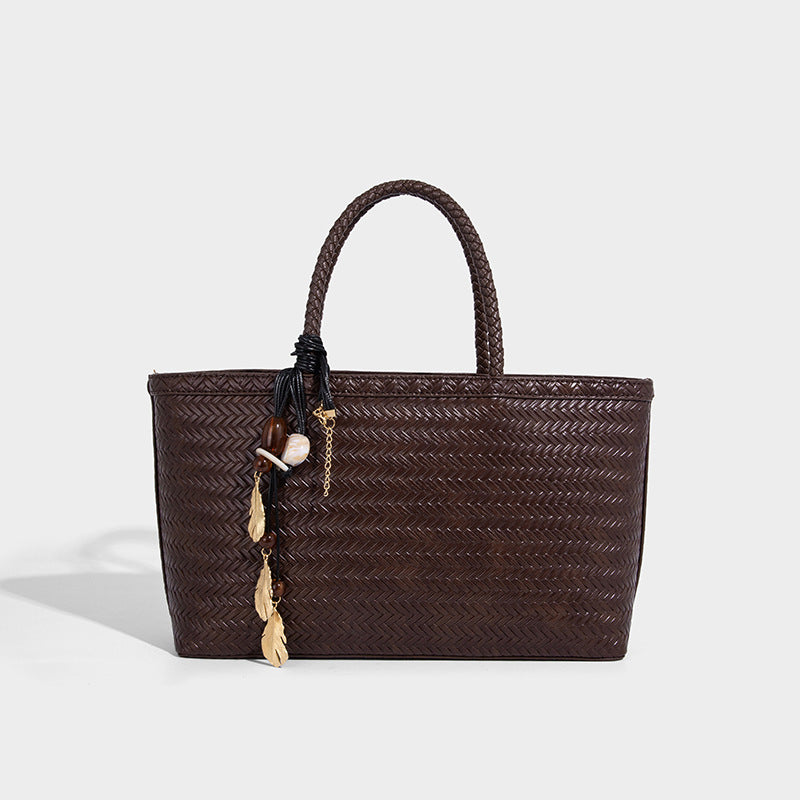 Beaira French elegant woven large capacity vegetable basket bag tote bag women's new versatile large bag shoulder bag