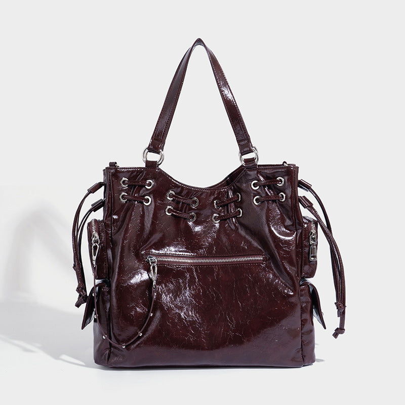Beaira New niche tote bag willow nail drawstring handbag shoulder bag diagonal cross bag commuting large capacity motorcycle bag