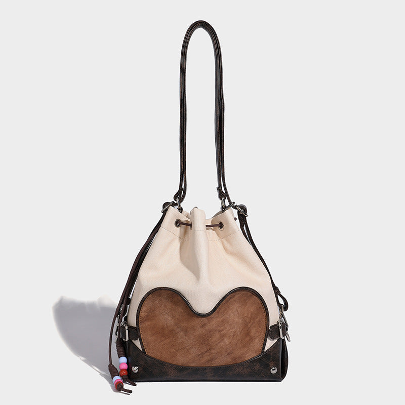 Beaira Autumn and Winter New Personalized Retro Large Capacity Tote Bag with Relaxation and Splicing Sweet Cool Shoulder Bag Versatile Shoulder Bag