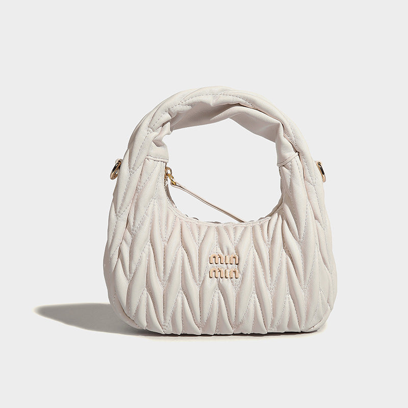 Beaira High end wrinkled bag for spring and summer new style high-end light luxury hand-held slanted crescent bag star style small bag