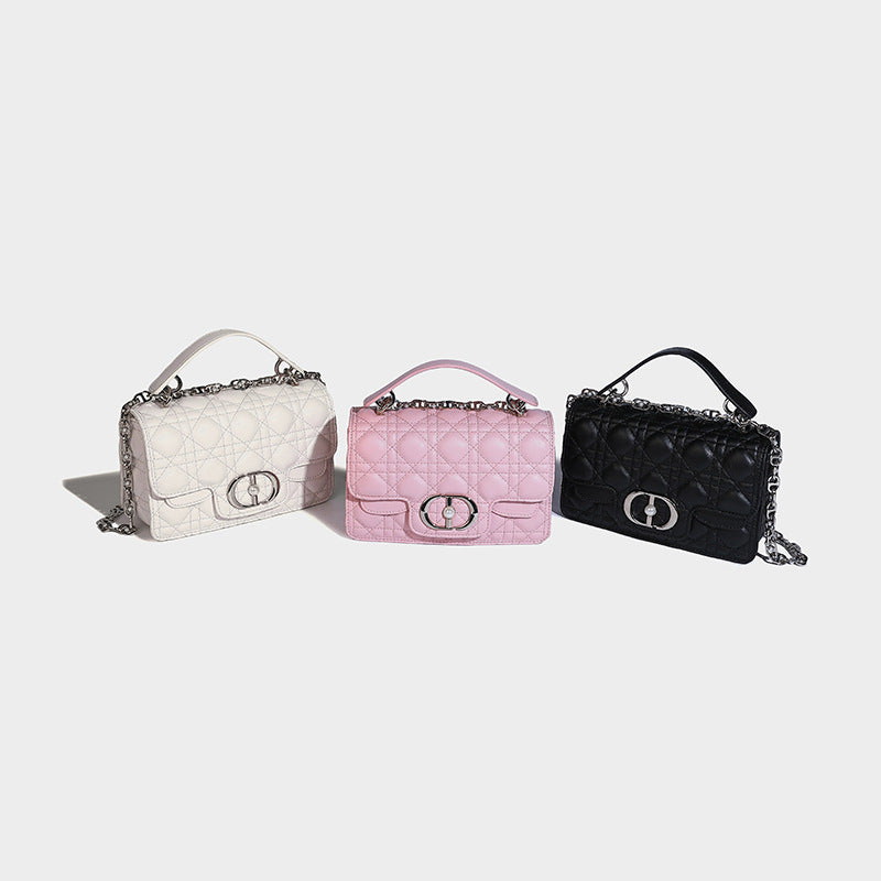 Beaira A niche pink diamond grid small square bag for women's new high-end fashion handbag chain shoulder crossbody bag