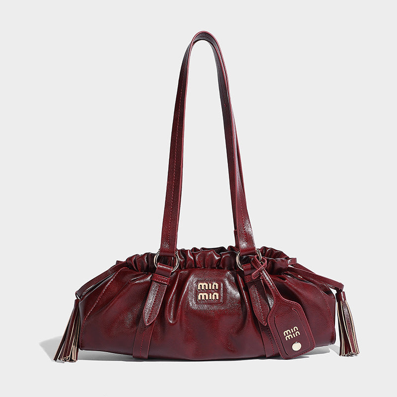 Beaira Niche Maillard Retro Soft Leather Underarm Bag Autumn/Winter Trendy Cool and Sassy Spicy Girl Folding Handheld Single Shoulder Bag