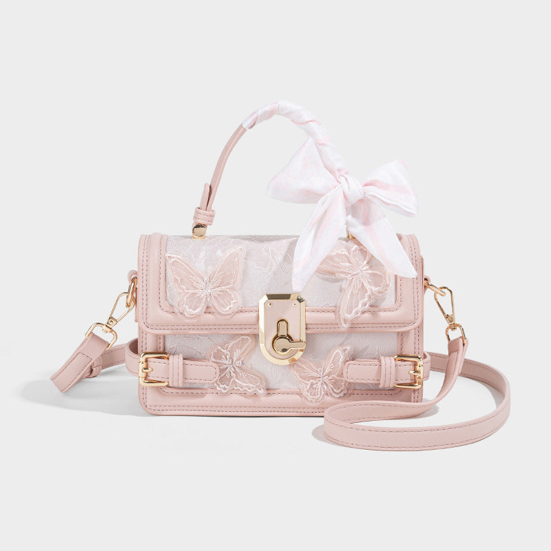 Beaira Fairy lace box bag fashionable new style high-end butterfly embroidery small square bag trendy commuting women's bag