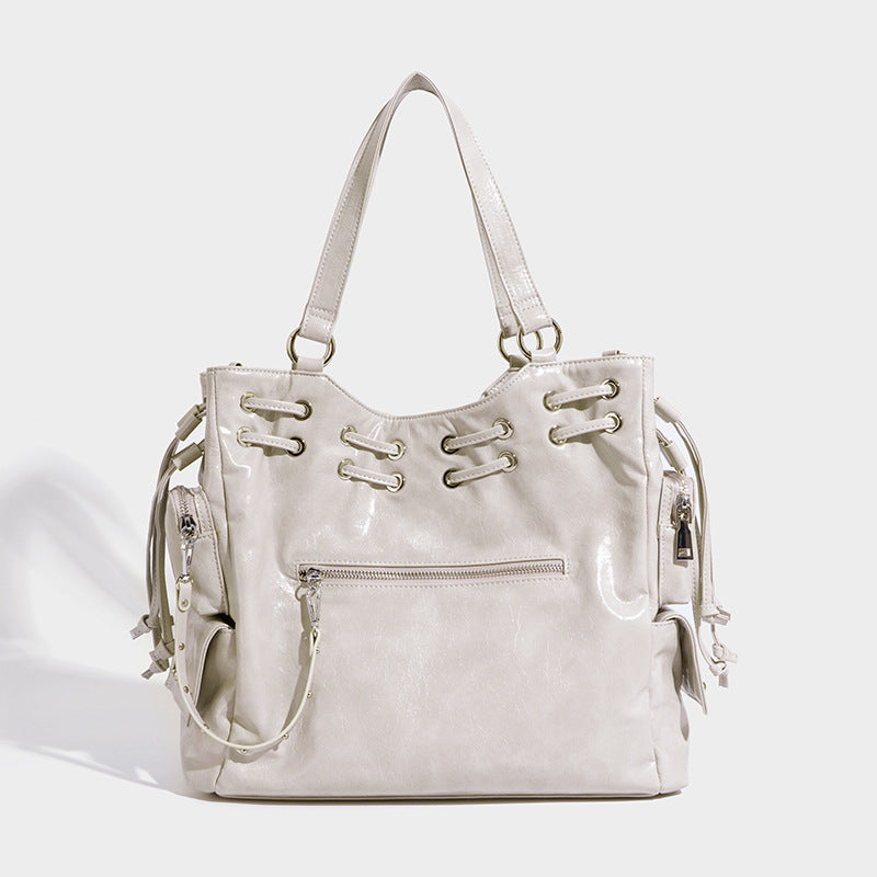 Beaira New niche tote bag willow nail drawstring handbag shoulder bag diagonal cross bag commuting large capacity motorcycle bag