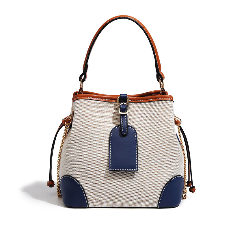 Beaira Splicing bucket bag summer bag new large capacity fashionable versatile trendy women's bag chain shoulder crossbody bag