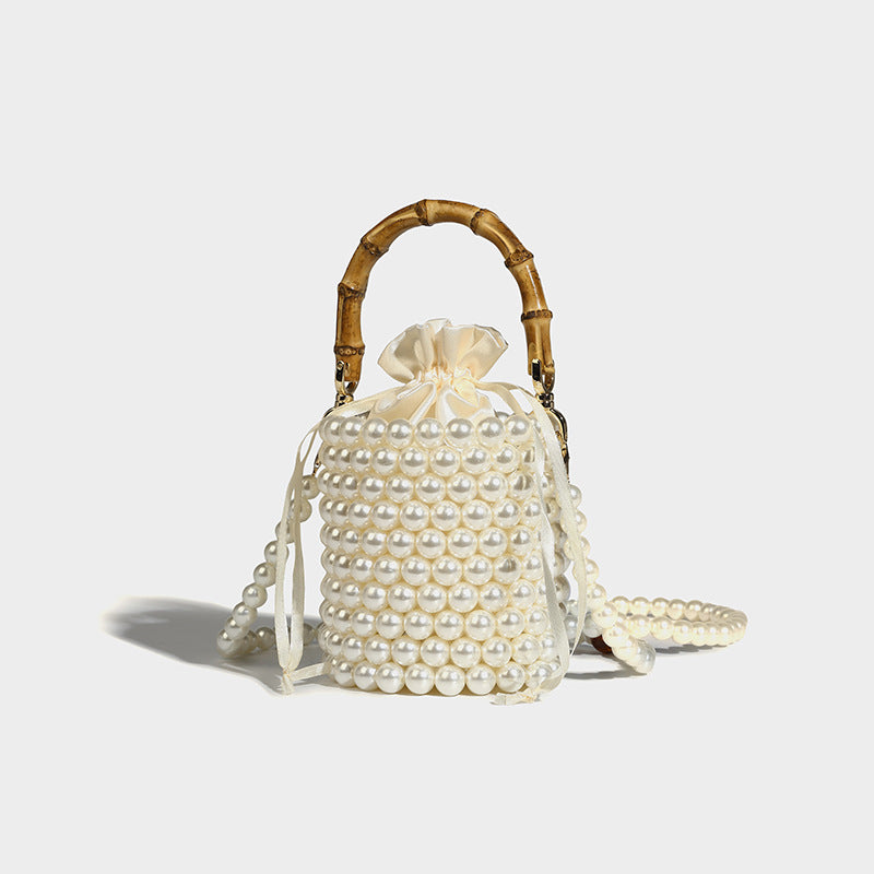 Beaira Original design drawstring bucket bag women's new pearl chain bag hand-held bamboo bag single shoulder crossbody bag