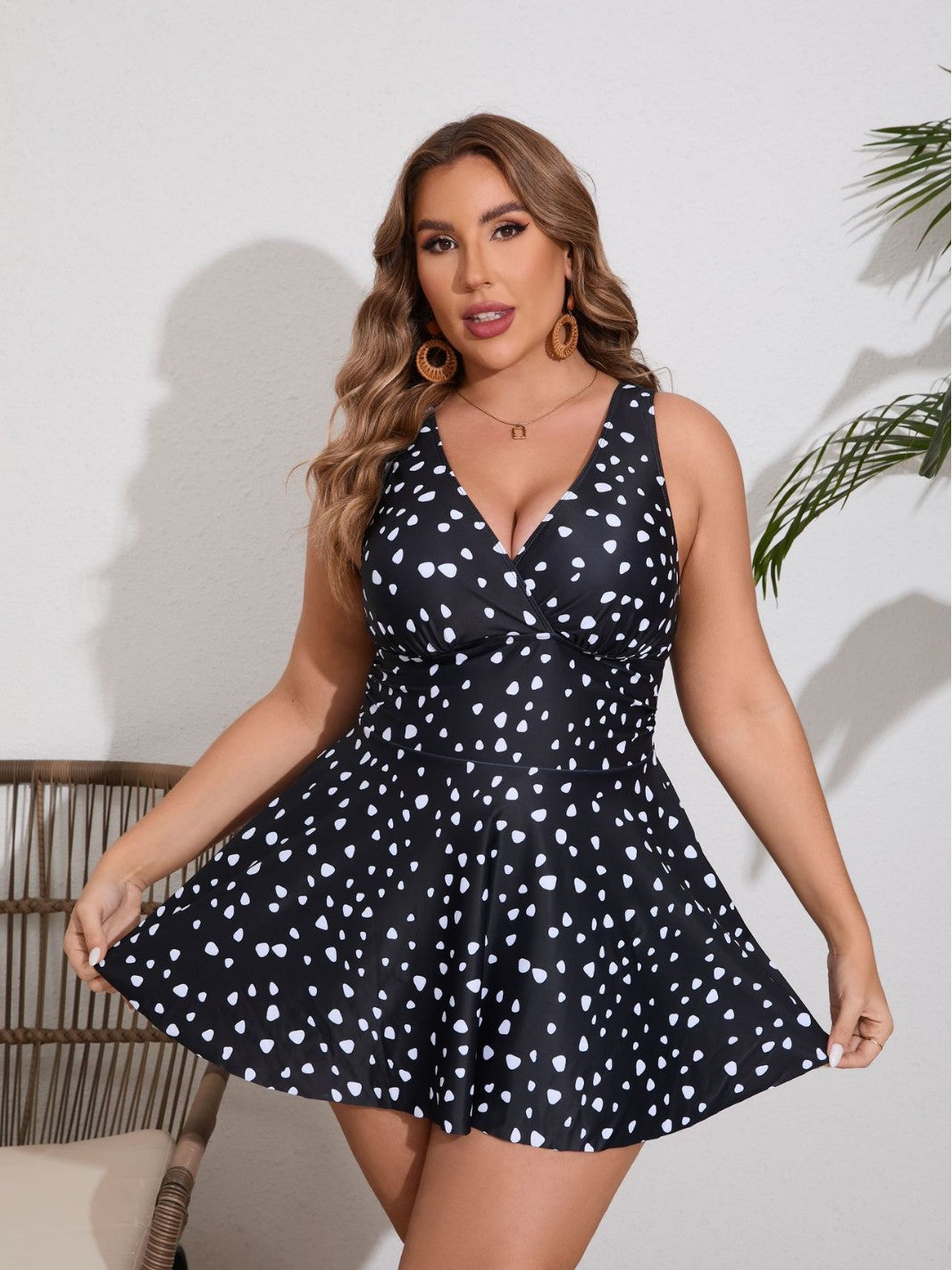 Beaira European and American women's split swimsuit skirt style plus size printed Tankini swimsuit