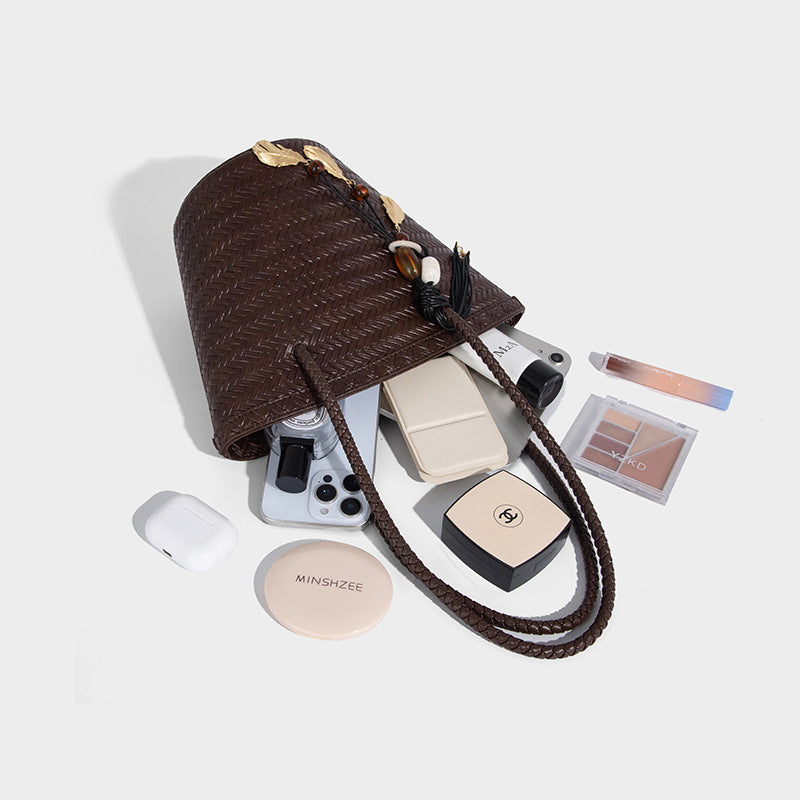 Beaira Niche woven bag new summer hand-held trendy vegetable basket French retro bucket bun mother shoulder bag