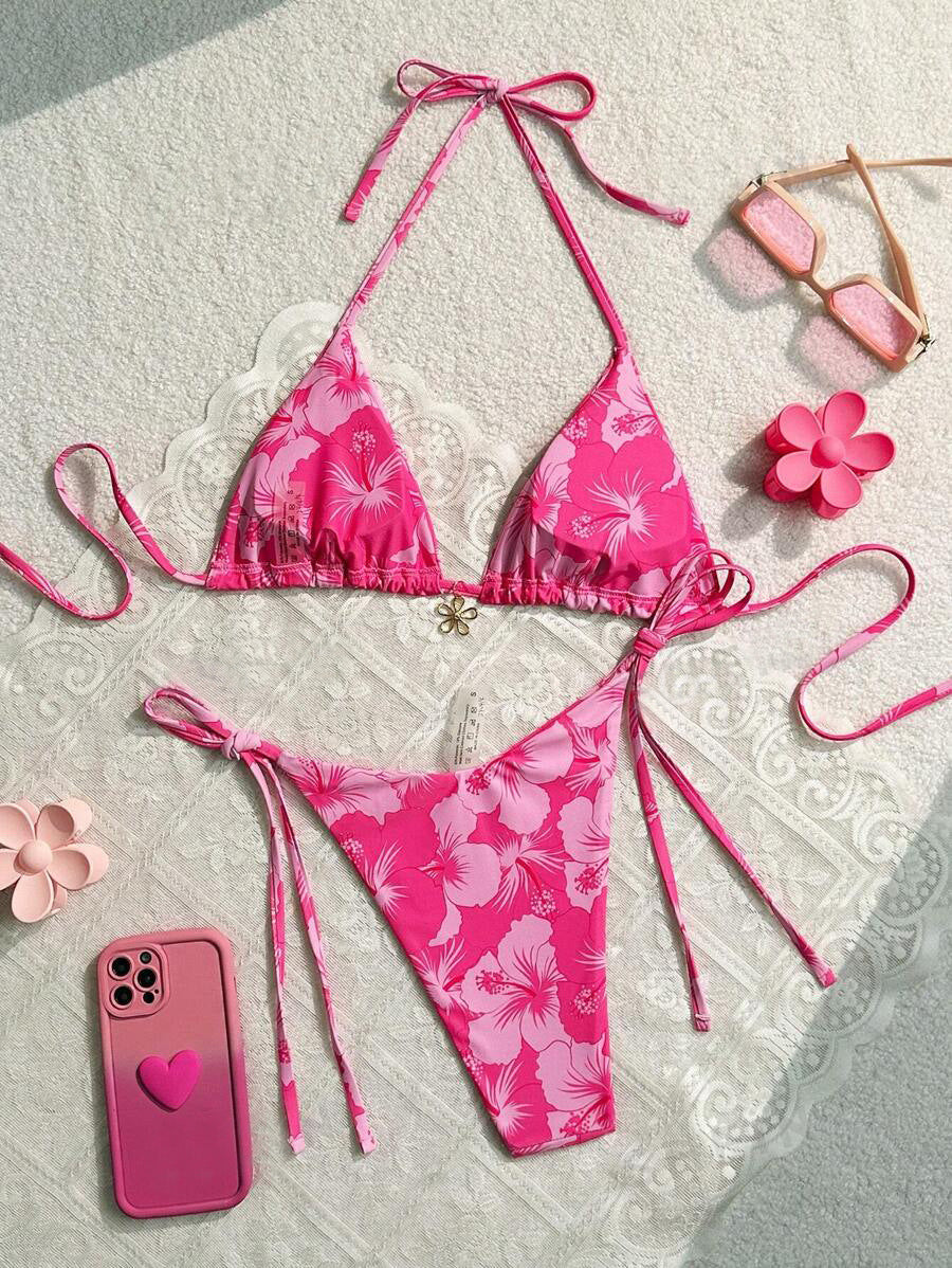 Beaira New Bikini Cross border Trade Triangle Cup Printed Sexy Bikini Split Swimsuit for Women