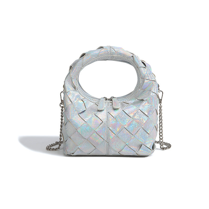 Beaira A new high-end silver handbag with a niche design and hand woven design It is a one shoulder crossbody dumpling bag