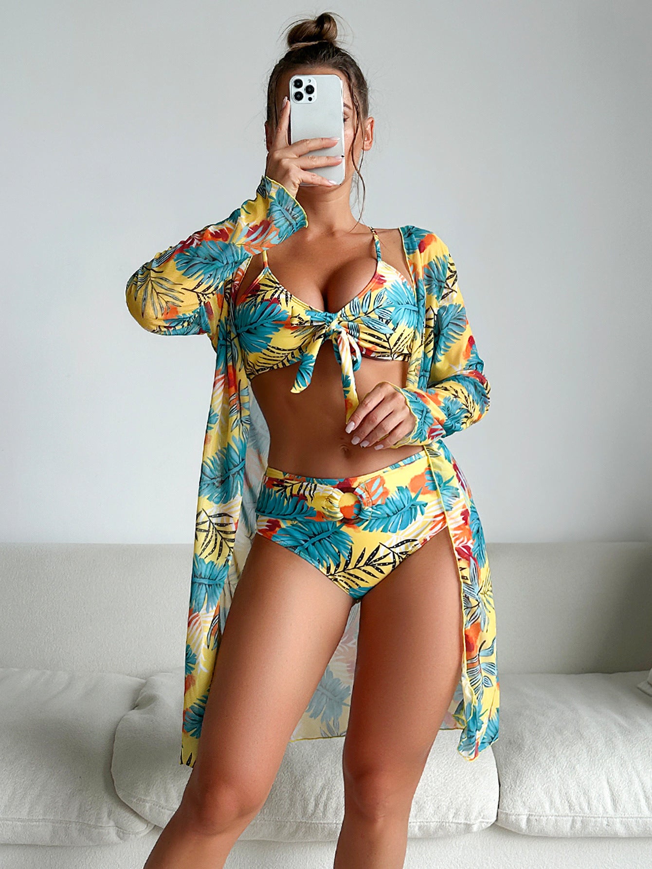 Beaira New European and American fashion high-end sexy multi-color printed bikini BIKINI three piece set women's swimsuit