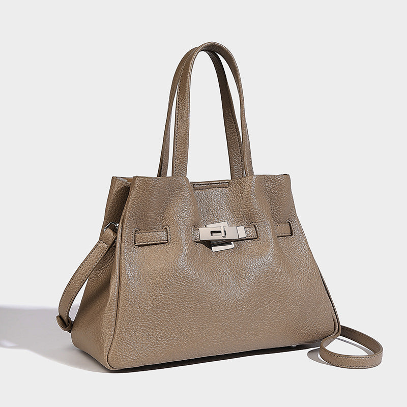 Beaira Small niche design cowhide tote bag women's new large capacity trendy Kelly bag commuting single shoulder handbag