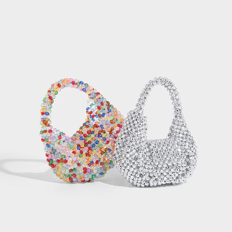 Beaira High end handmade beaded woven bag colorful pearl dumpling bag pillow cloud clutch crossbody small square bag