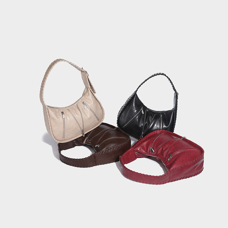 Beaira Crafted bag new style handbag vintage single shoulder armpit bag high-end feel pleated diagonal cross women's bag cross-border