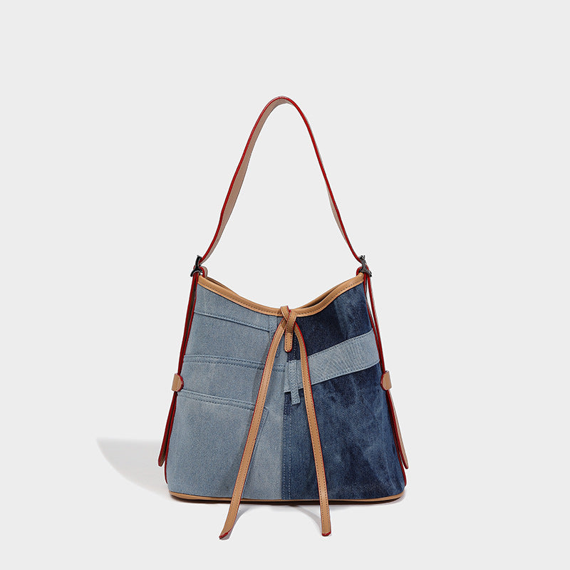 Beaira Splicing denim designer canvas bag women's new large capacity tote bag niche single shoulder crossbody bag