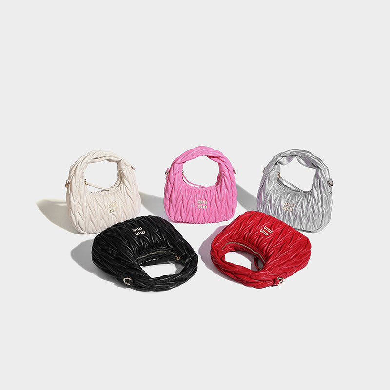Beaira High end wrinkled bag for spring and summer new style high-end light luxury hand-held slanted crescent bag star style small bag