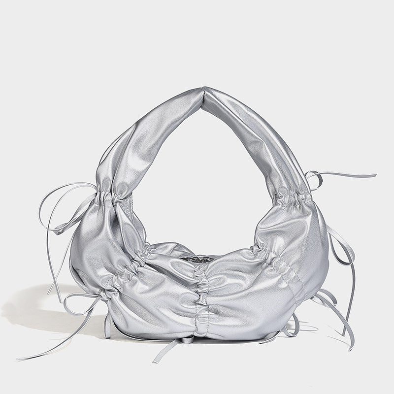 Beaira New pleated bow design hand-held crescent bag high-end fashionable niche trendy single shoulder underarm bag