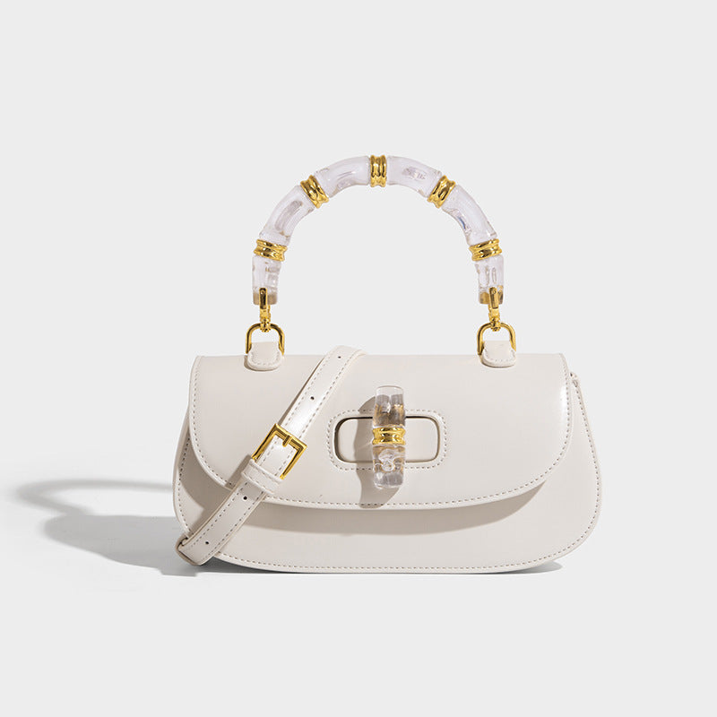 Beaira Crystal bamboo bag versatile saddle bag new women's bag high-end sense simple and trendy small bag single shoulder crossbody bag