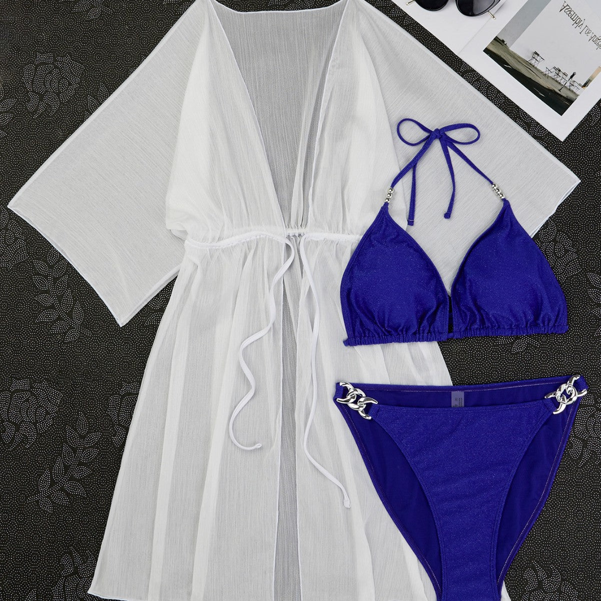 Beaira European and American solid color split swimsuit women's sexy new bikini three piece set swimsuit women's bikini