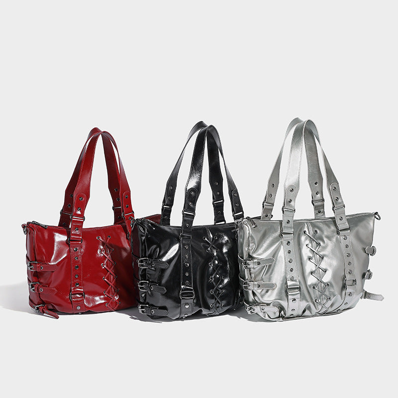 Beaira Strap Punk Rivet Design Handheld Tote Bag Autumn/Winter New Large Capacity Commuter Shoulder Underarm Bag