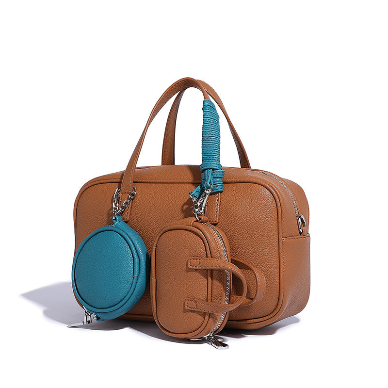 Beaira Small and trendy Boston bowling bag autumn and winter new item mother and child bag retro single shoulder crossbody bag