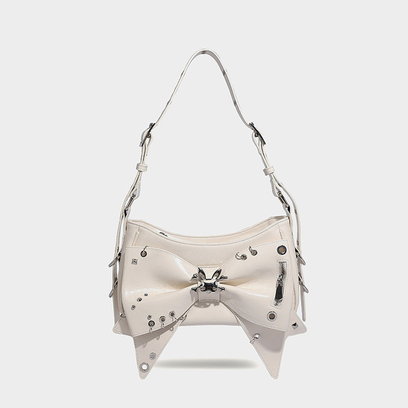 Beaira American style spicy girl sweet and cool butterfly bow design one shoulder underarm bag autumn and winter new rivet motorcycle style handbag