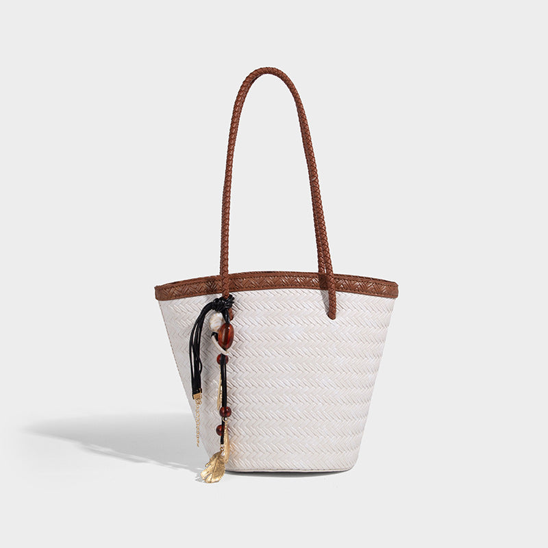 Beaira Niche woven bag new summer hand-held trendy vegetable basket French retro bucket bun mother shoulder bag
