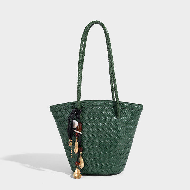 Beaira Niche woven bag new summer hand-held trendy vegetable basket French retro bucket bun mother shoulder bag