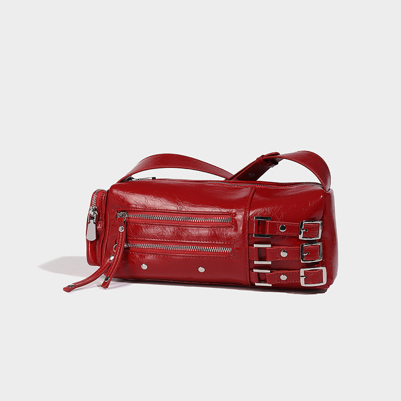 Beaira Small niche luxury retro willow nail pillow bag wide shoulder strap underarm bag new motorcycle bag trendy crossbody bag